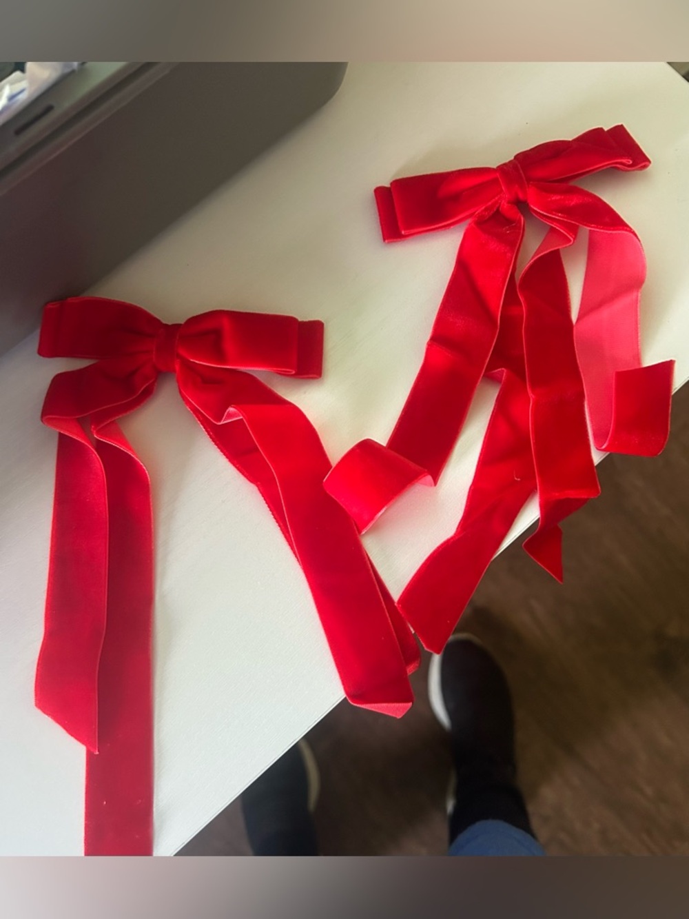 Red Velvet Ribbon Bows - Set of 2